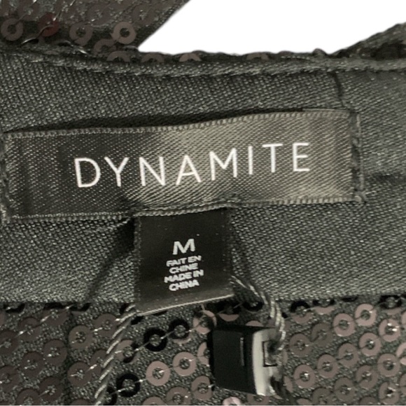 *NEW* DYNAMITE Black Long Sleeves Open Back Sequins Luxury Top Size M - Picture 13 of 13